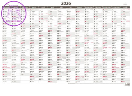 Roční plánovací mapa 2026 A1 bez obrázku
