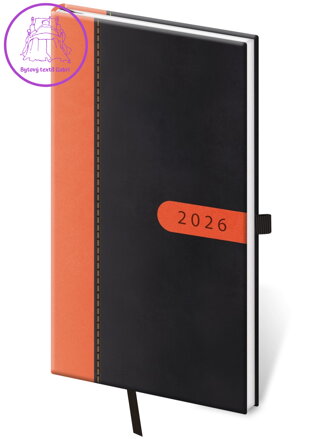 Diář 2026 týdenní kapesní diář Bora - černý/oranžový
