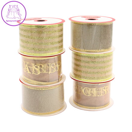 Ozdobná stuha, šířka 50 mm (směs vánočních motivů)