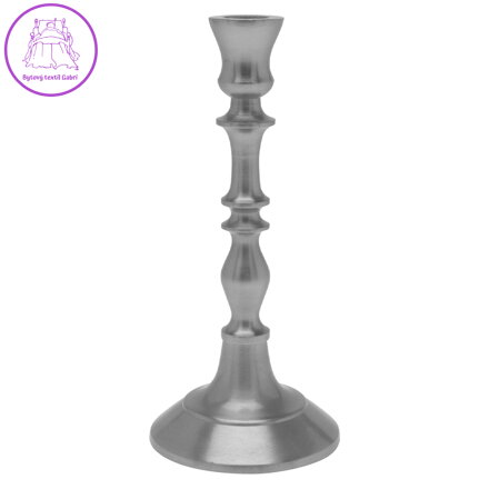 Svícen kovový ve stříbrné barvě 21 cm