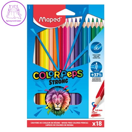 Pastelky trojhranné MAPED "COLOR'PEPS STRONG" sada 18 ks