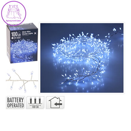 Svítící řetěz 100 LED - studená bílá, 150 cm