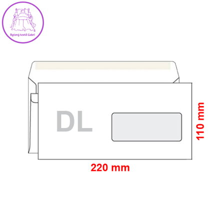 Obálky DL 110x220 mm samolepicí s okénkem, 1000 ks