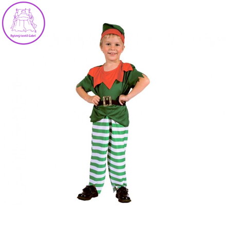 Dětský kostým Elf (tričko, kalhoty, opasek, čepice), velikost 92/104 cm