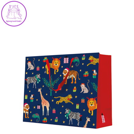 Dárková taška horizontální - Animals in a Christmas mood 33,5x26,5x13 cn