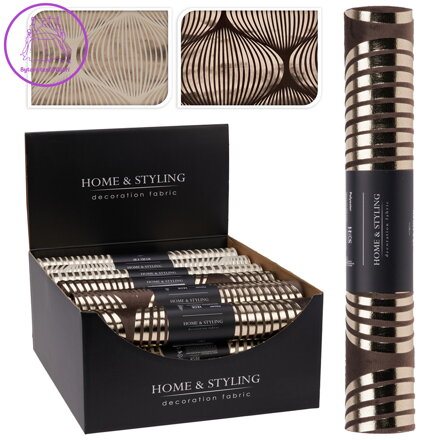 Organza látková 28x150 cm - zlaté pruhované tvary (mix 2 barev)