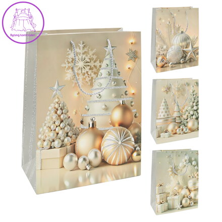 Dárková taška vánoční 2441 velikost M 26 x 10,5 x 32 cm (mix 4 vzorů)
