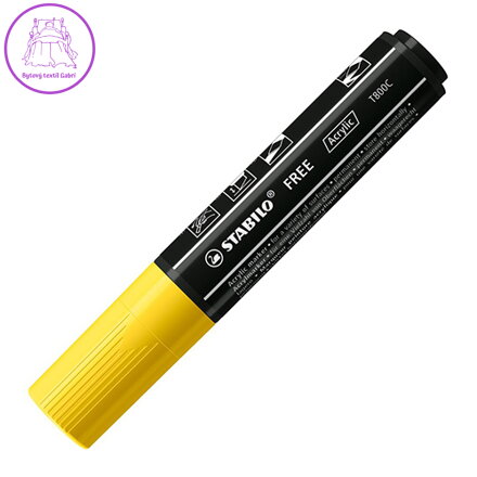 Akrylový popisovač STABILO FREE Acrylic T800C Klínový hrot 4-10 mm - žlutý