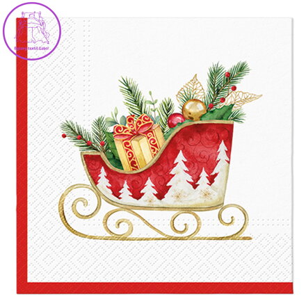 Ubrousky PAW L 33x33cm Holiday sleigh Ubrousky PAW L 33x33cm Holiday sleigh