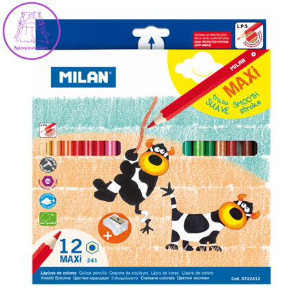 Pastelky MILAN Maxi šesthranné 12 ks + ořezávatko