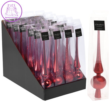 Špic na vánoční stromeček 275 mm, červená barva mix (3 varianty)