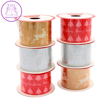 Ozdobná stuha, šířka 50 mm (směs vánočních motivů)