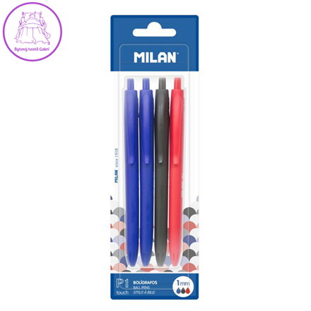 Pero kuličkové MILAN P1 Touch 1,0 mm - sada 2 x modré + černé + červené pero