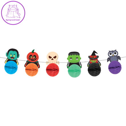 Halloweenská girlanda - Strašidelné postavy, papír, 3 m Halloweenská girlanda - Strašidelné postavy, papír, 3 m