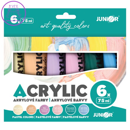 Akrylové barvy JUNIOR 75 ml - 6 ks sada Pastel