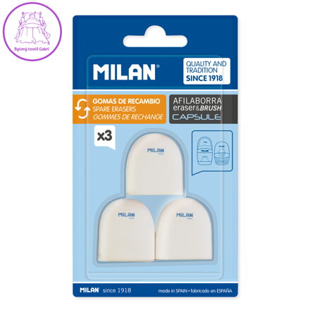 Náhradní gumy MILAN pro ořezávátka CAPSULE, sada 3 ks