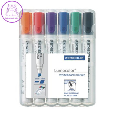 Popisovač na tabule, 2,5 mm, zkosený hrot, STAEDTLER "Lumocolor 351 B" (6 ks)