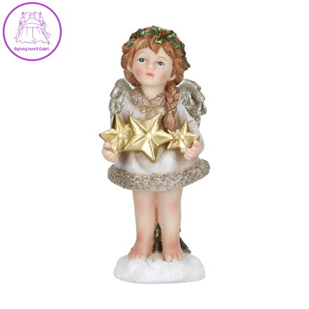 Dekorace - figurka Anděla s hvězdičkami 22 cm s LED světlem