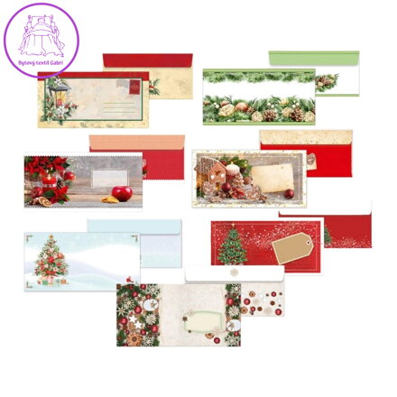 Obálka s potiskem DL, vánoční motiv, mix