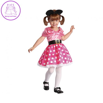 Dětský kostým Růžová Myška (šaty a čelenka), velikost 92/104 cm