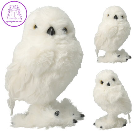 Dekorace bílá sova 18 cm, stojící (mix /1 ks)