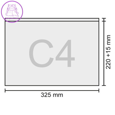 Obálka C4 transportní / průhledná 325x220 + 15 mm, bal / 50 ks