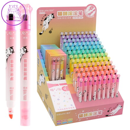 Zvýrazňovač oboustranný - s rotačním razítkem, stojan 108 ks +16x sada 3 ks, (156 ks)