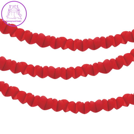 Girlanda Červená srdce, papír 2 m x 8,5 x 8,5 cm (2 ks)