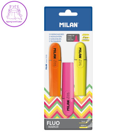 Zvýrazňovač MILAN Fluo Marker - sada 3 ks