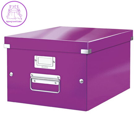 Archivačná krabica, A4, lakový lesk, LEITZ "Click&Store", fialová