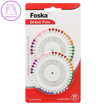 Špendlíky aranžerské/barevné FOSKA, 38 mm/80 ks