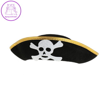 Pirátský klobouk, zlatý lem, velikost S