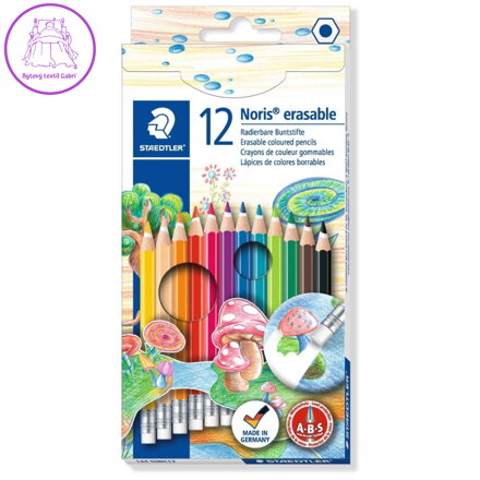 Barevné tužky s gumou, šestihranné, STAEDTLER "Noris Club", 12 různých barev