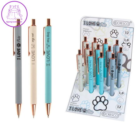 Pero kuličkové "I Love Pets", modrá náplň