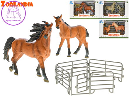 Zoolandia kůň s hříbětem 4,5-15cm a doplňky 4druhy v krabičce