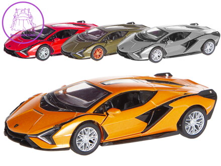 Auto Lamborghini Sian 12,5cm 1:40 kov zpětný chod 4barvy 12ks v DBX