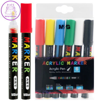 Popisovač M&G Acrylic Marker Basic, hrot 2 mm - sada 6 ks