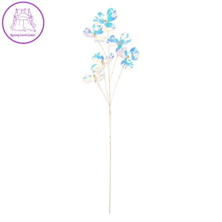 Dekorace - Květ na stonku 69 cm, holografická bílá