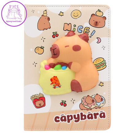 Dětský zápisník A5, 80 listů, měkké PU desky - Capybara