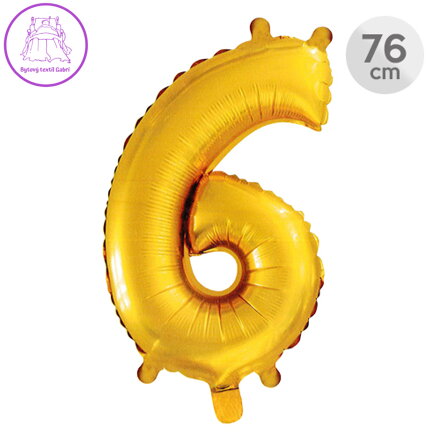 Balón narozeninový 76 cm - číslo 6, zlatý