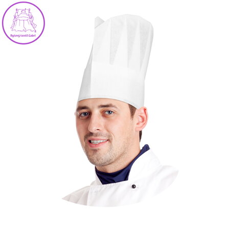 Kuchařská čepice vysoká bílá 23 cm (10 ks v bal.)