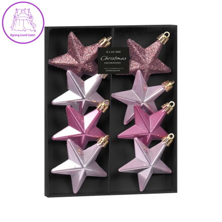 Vánoční hvězdy - sada 8 ks mix fialová, prům. 65 mm
