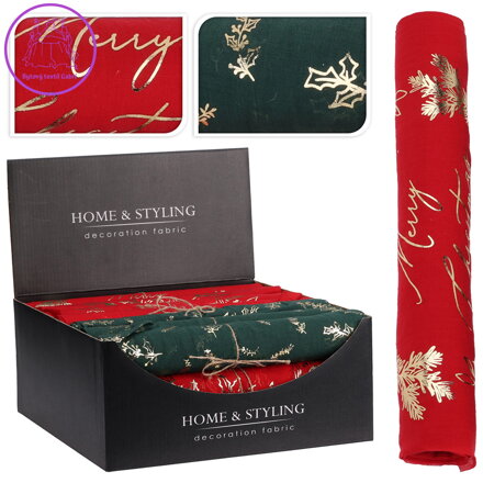 Organza látková 28x300 cm - potisk zlaté barvy (mix 2 barev / motivů)