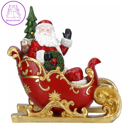Vánoční dekorace - Mikuláš na sáňkách s dárky 32 cm