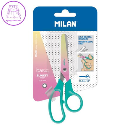 Nůžky MILAN Basic Sunset Edition tyrkysové - blistr