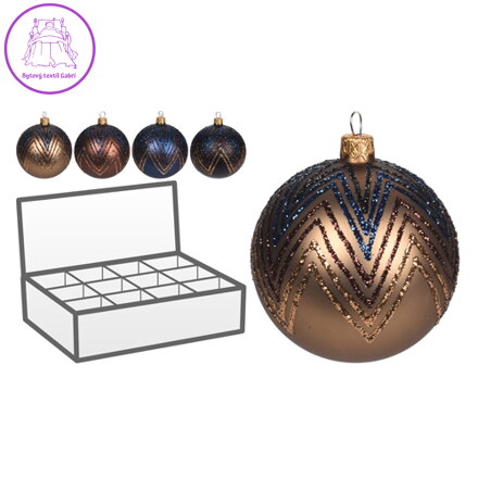 Vánoční koule - skleněná 100 mm, mix / 1ks