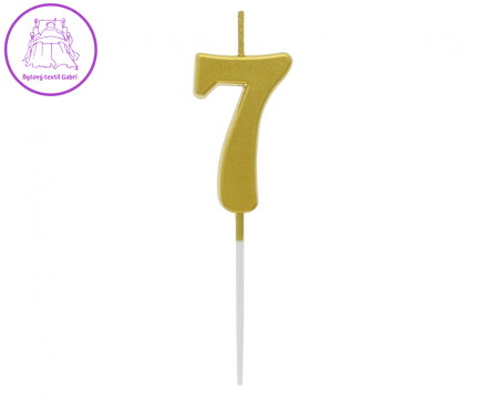 Dortová svíčka B&C - číslo "7" zlatá metalíza 9,5 cm