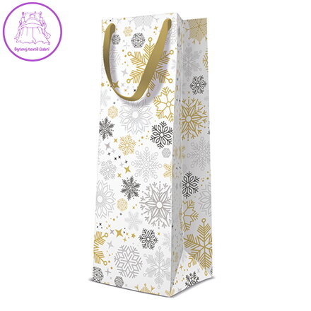 Dárková taška PAW Metallic Snowflakes bottle