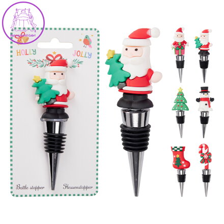 Zátka na láhev s vánočním motivem, mix/1ks Zátka na láhev s vánočním motivem, mix/1ks