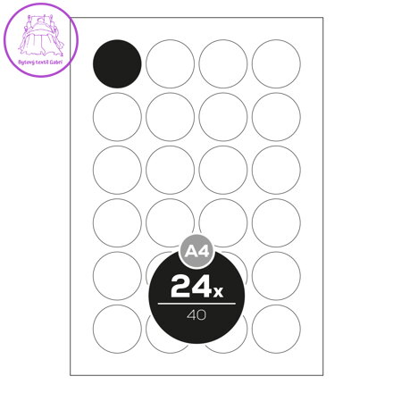 Etikety PRINT A4 / 100 ks, kruhové 40 - 24 etiket, bílé